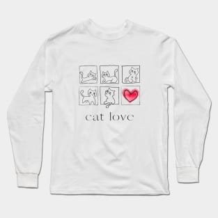 Five cute cats in square frame and one heart Long Sleeve T-Shirt